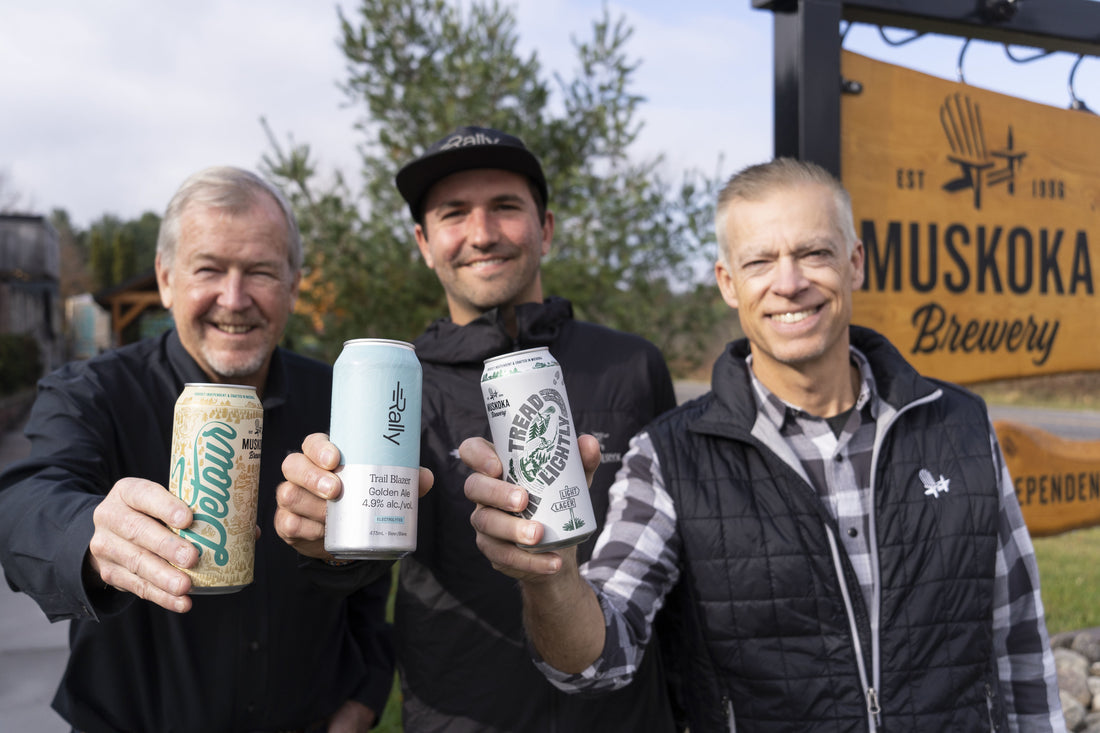 Rally CEO Alan (center) with Muskoka Brewery owner Bob MacDonald (left) and President and Partner Todd Lewin